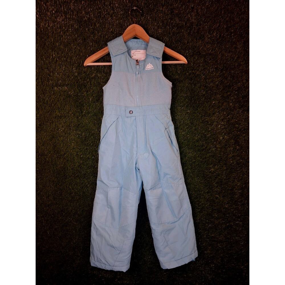 Snozu Toddler Kids Snow Bibs Size 5 Light Blue Insulated Ski Pants Fleece Lined